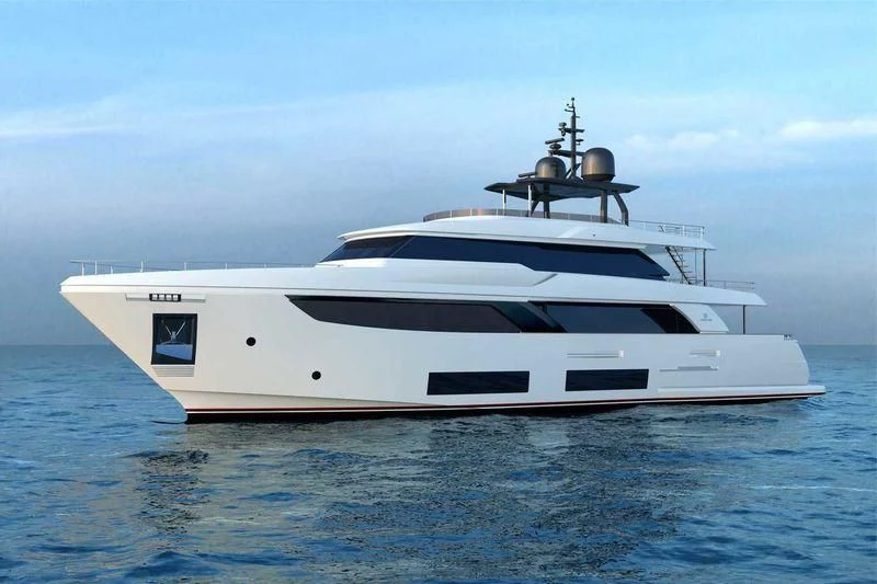 a white yacht in the water aboard FAMILIA Yacht for Sale