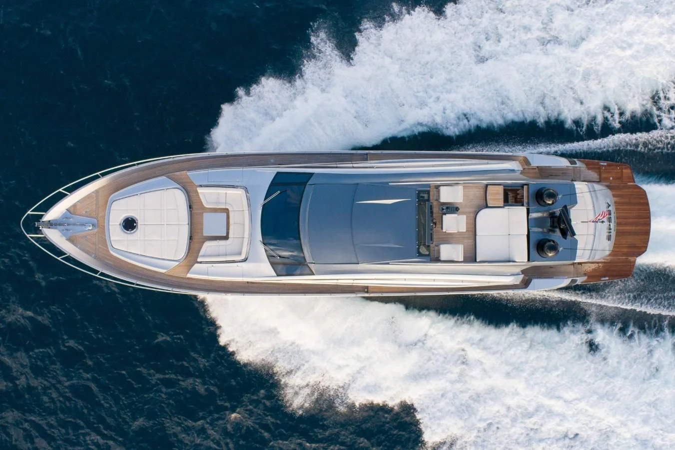 a high angle view of a helicopter aboard SUGAR Yacht for Sale