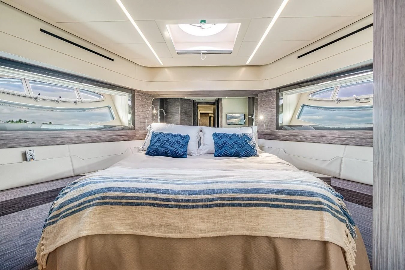 a bed in a room aboard SUGAR Yacht for Sale