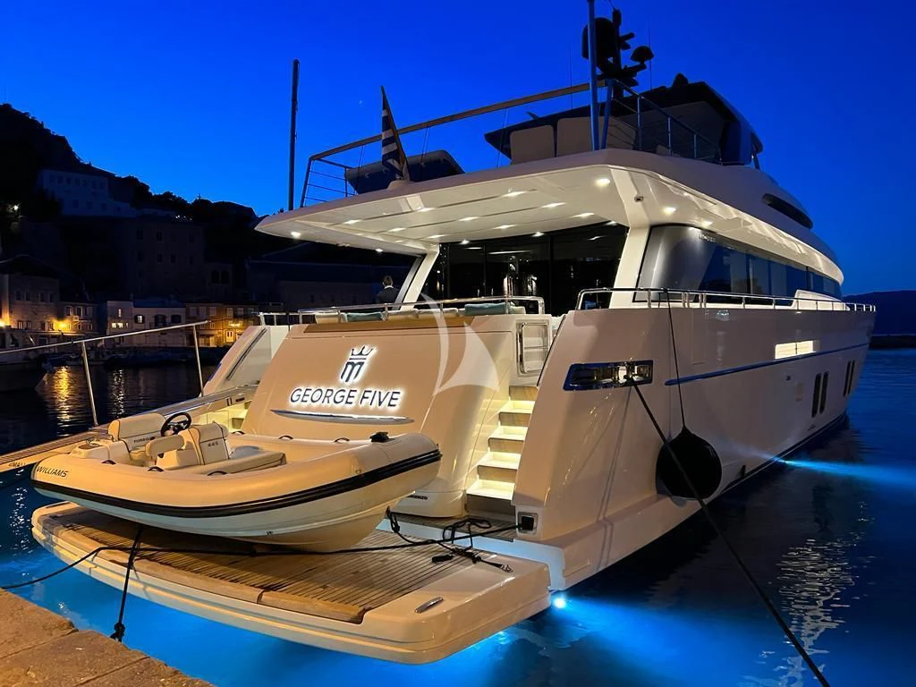 a boat docked at a pier aboard DE ZEUS Yacht for Sale