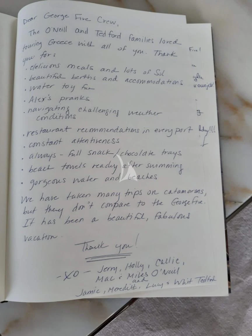 text, letter aboard DE ZEUS Yacht for Sale
