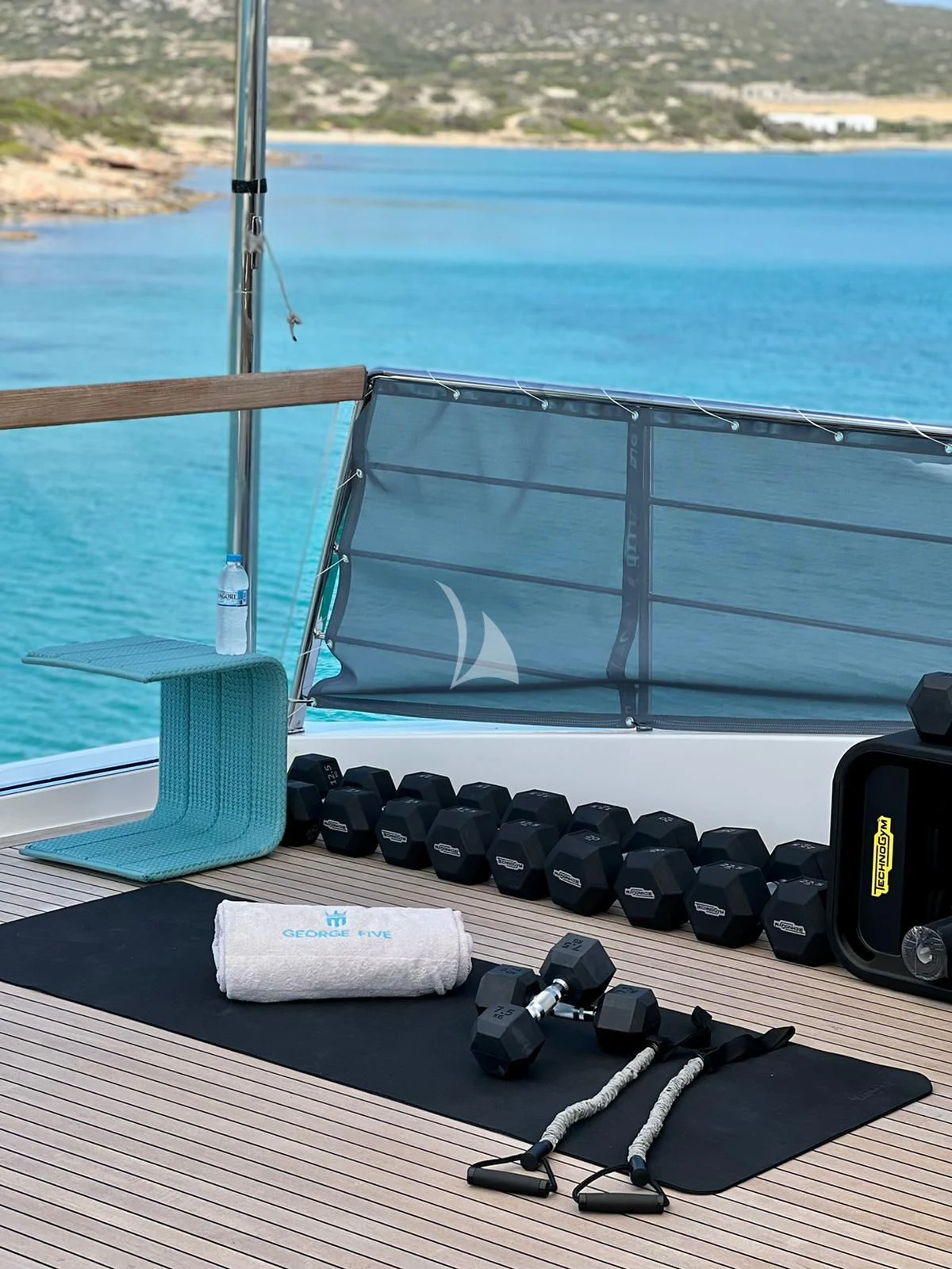 a table with a device on it aboard DE ZEUS Yacht for Sale