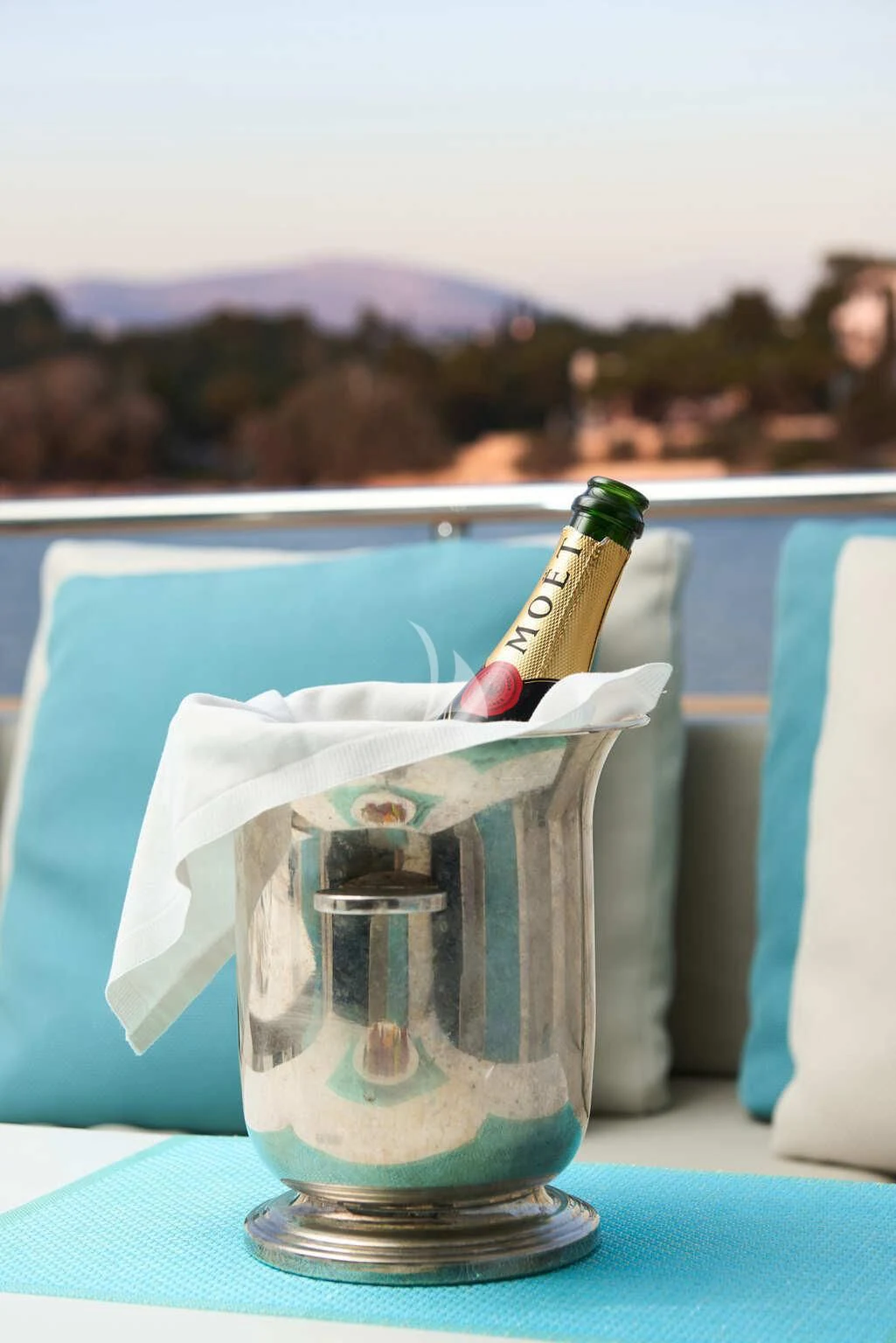 a glass of liquid with a straw aboard DE ZEUS Yacht for Sale