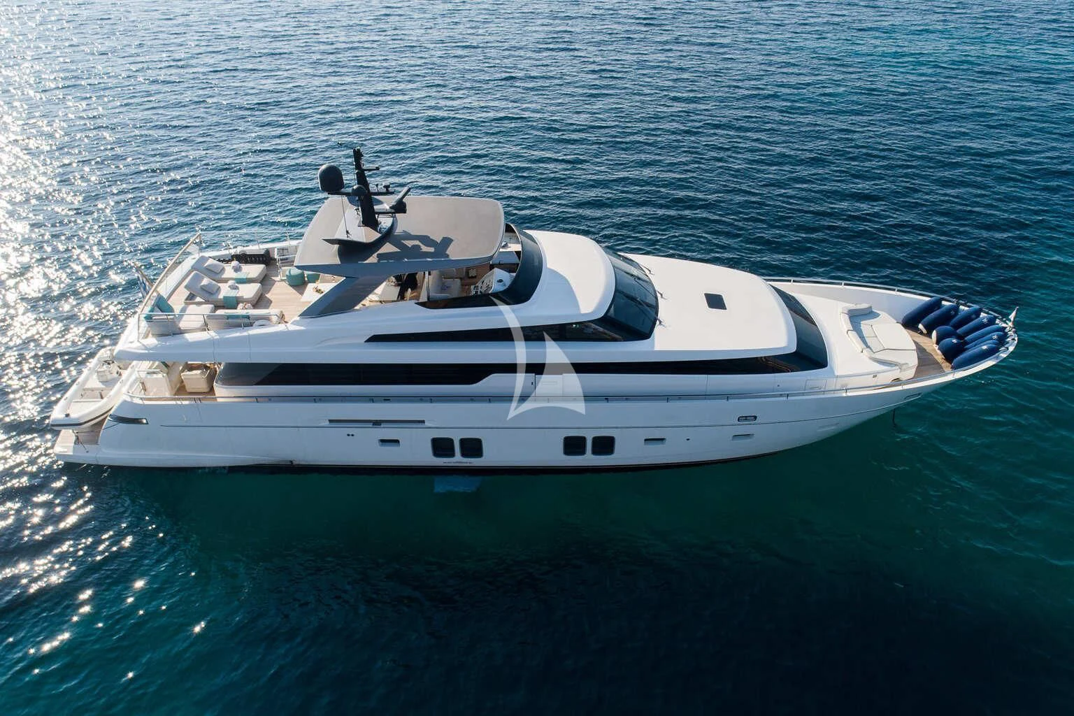 a white boat in the water aboard DE ZEUS Yacht for Sale