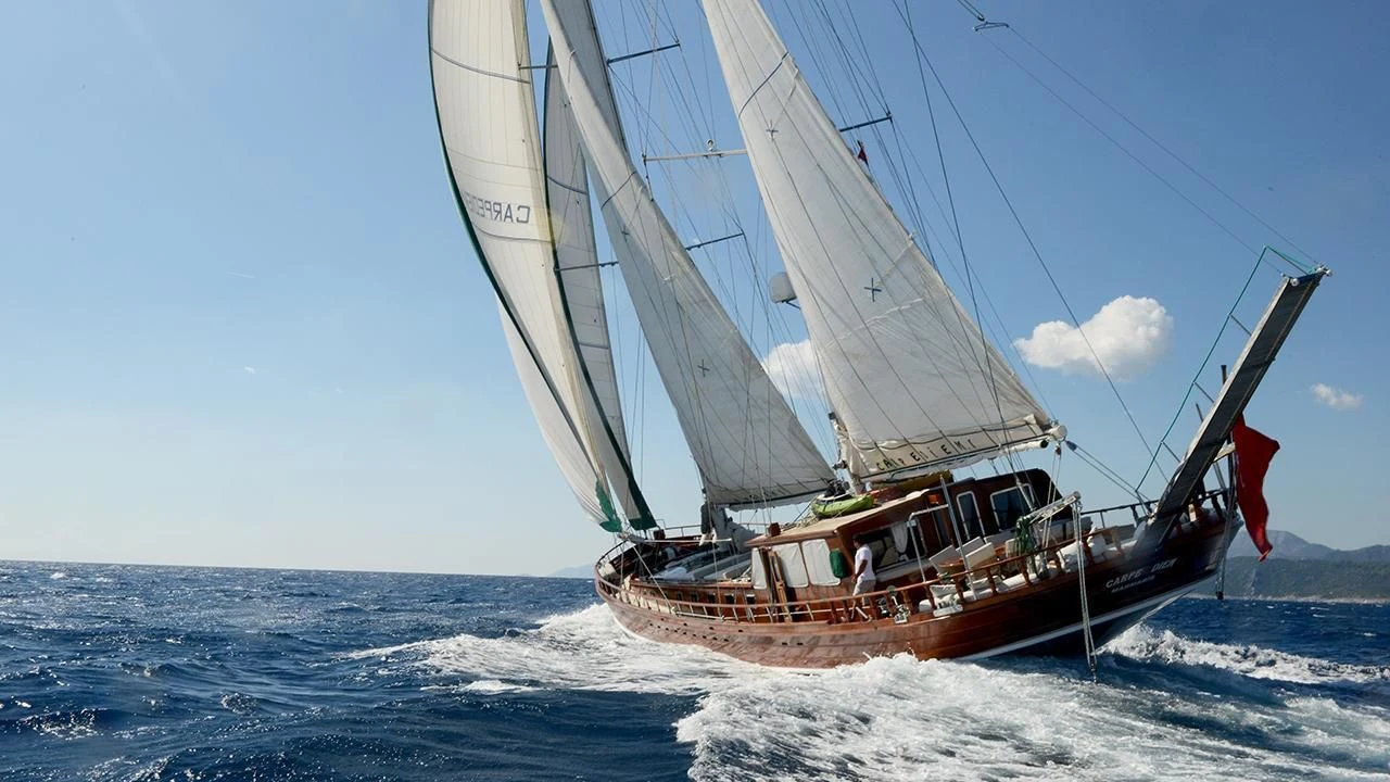 a boat sailing on the sea aboard CARPE DIEM 1 Yacht for Sale