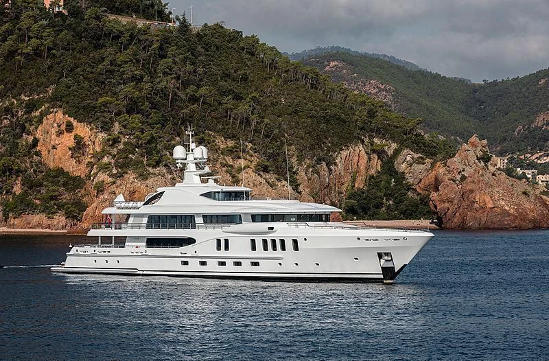 a white yacht in the water aboard NENINKA Yacht for Sale
