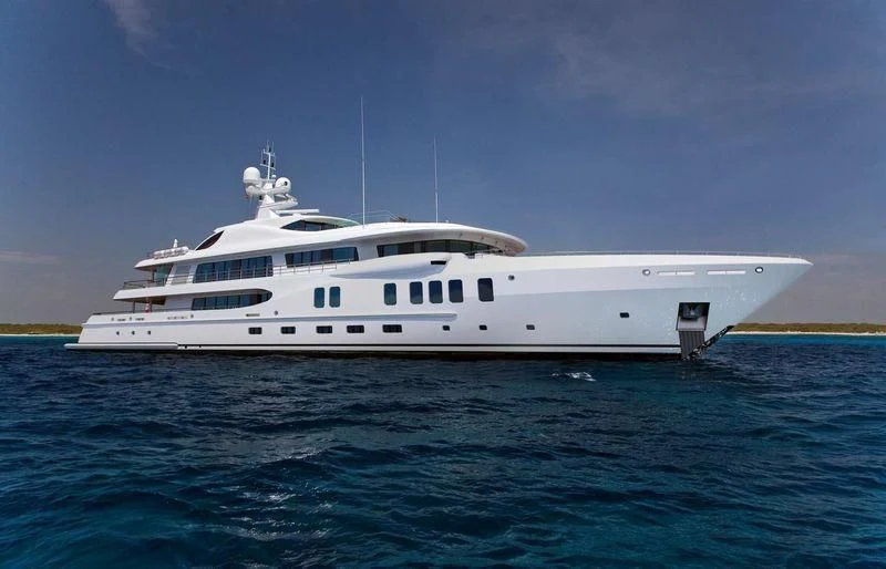 a white yacht in the water aboard NENINKA Yacht for Sale