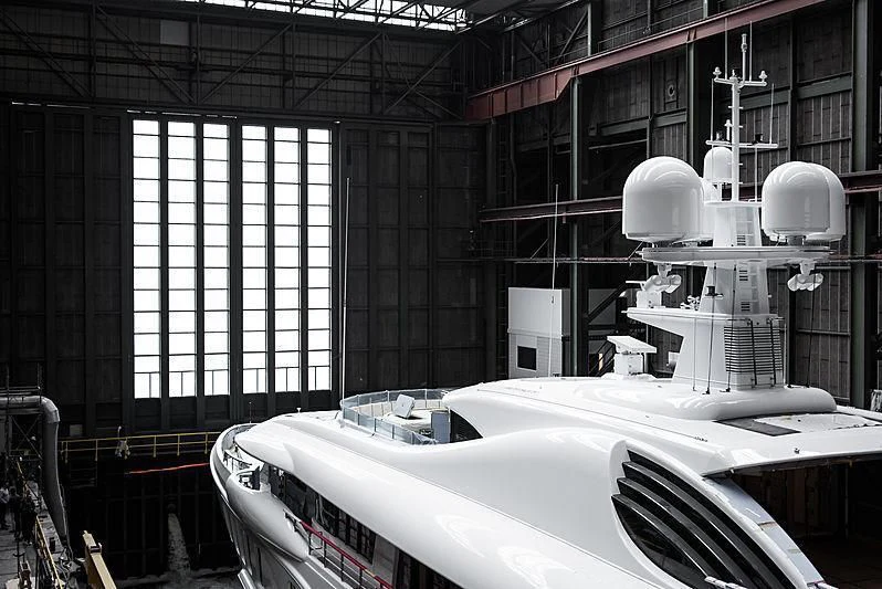 a large white machine in a factory aboard NENINKA Yacht for Sale