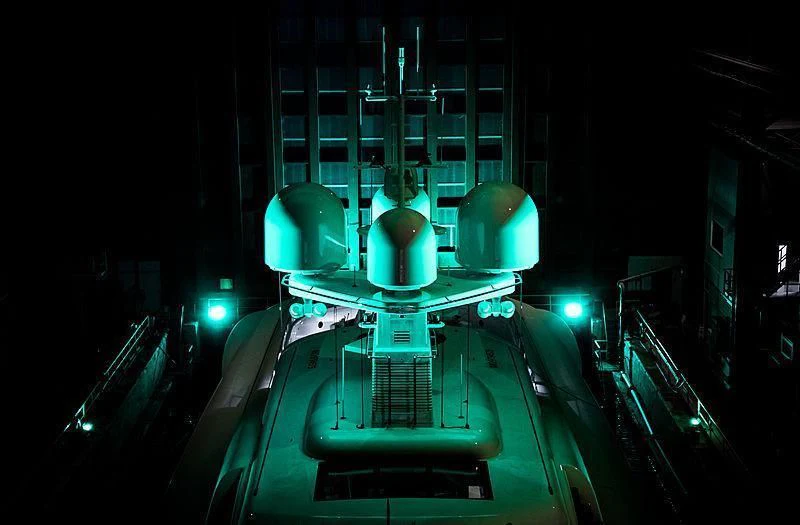 a large green machine on a street aboard NENINKA Yacht for Sale