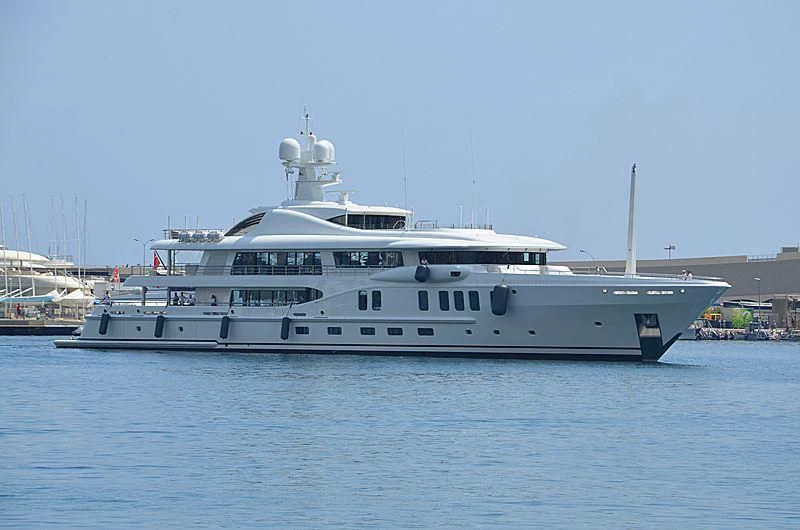 a large white boat in the water aboard NENINKA Yacht for Sale