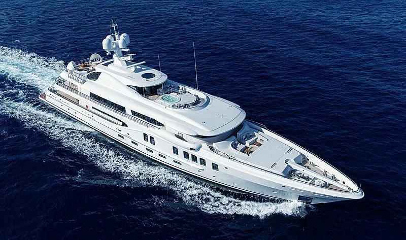 a white yacht in the water aboard NENINKA Yacht for Sale