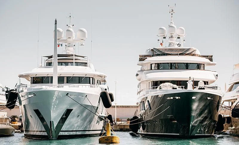 several boats in a harbor aboard NENINKA Yacht for Sale