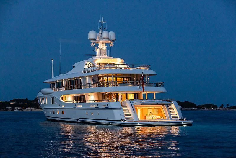 a large ship in the water aboard NENINKA Yacht for Sale