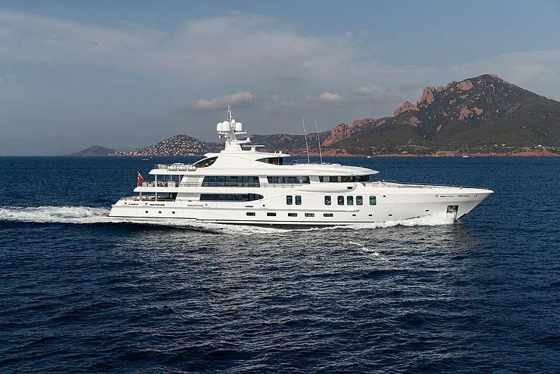 a white yacht in the water aboard NENINKA Yacht for Sale
