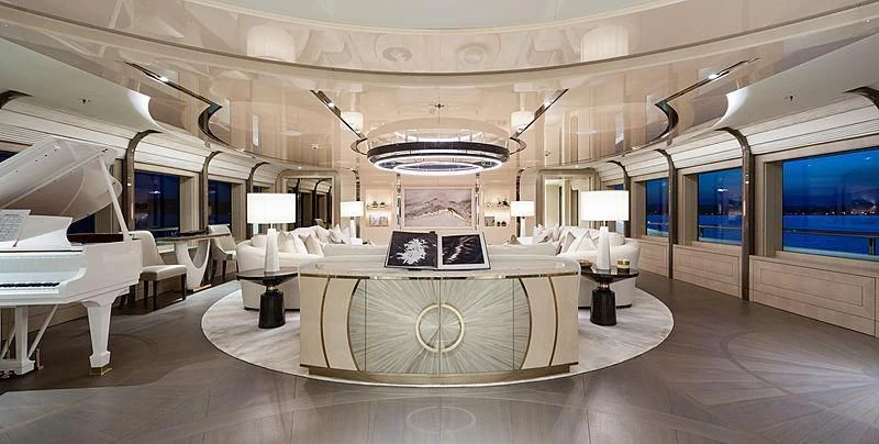 a large room with a large chandelier and a large chandelier aboard NENINKA Yacht for Sale