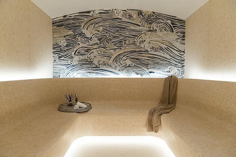 a painting on a wall aboard NENINKA Yacht for Sale