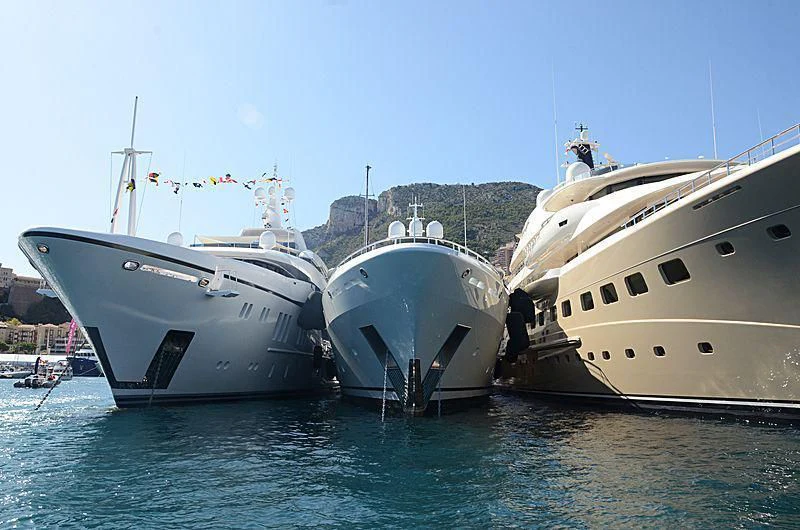 several boats in a harbor aboard NENINKA Yacht for Sale