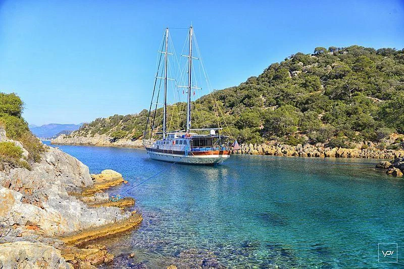 a boat on the water aboard ALTAIR Yacht for Sale