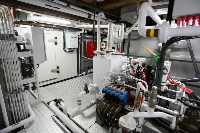 a room with machinery aboard LAMIMA Yacht for Sale
