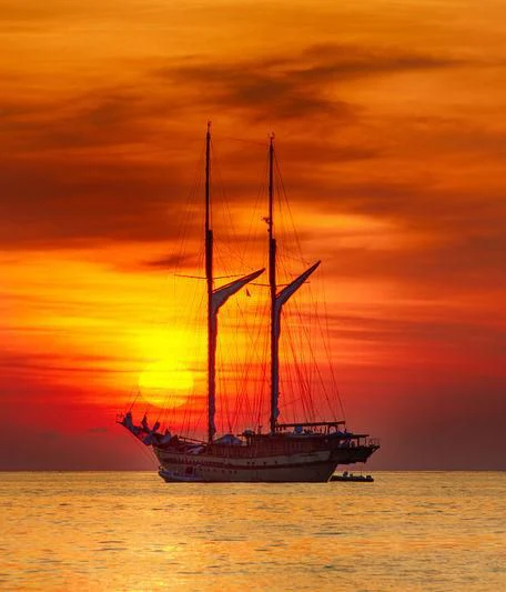 a ship in the water aboard LAMIMA Yacht for Sale