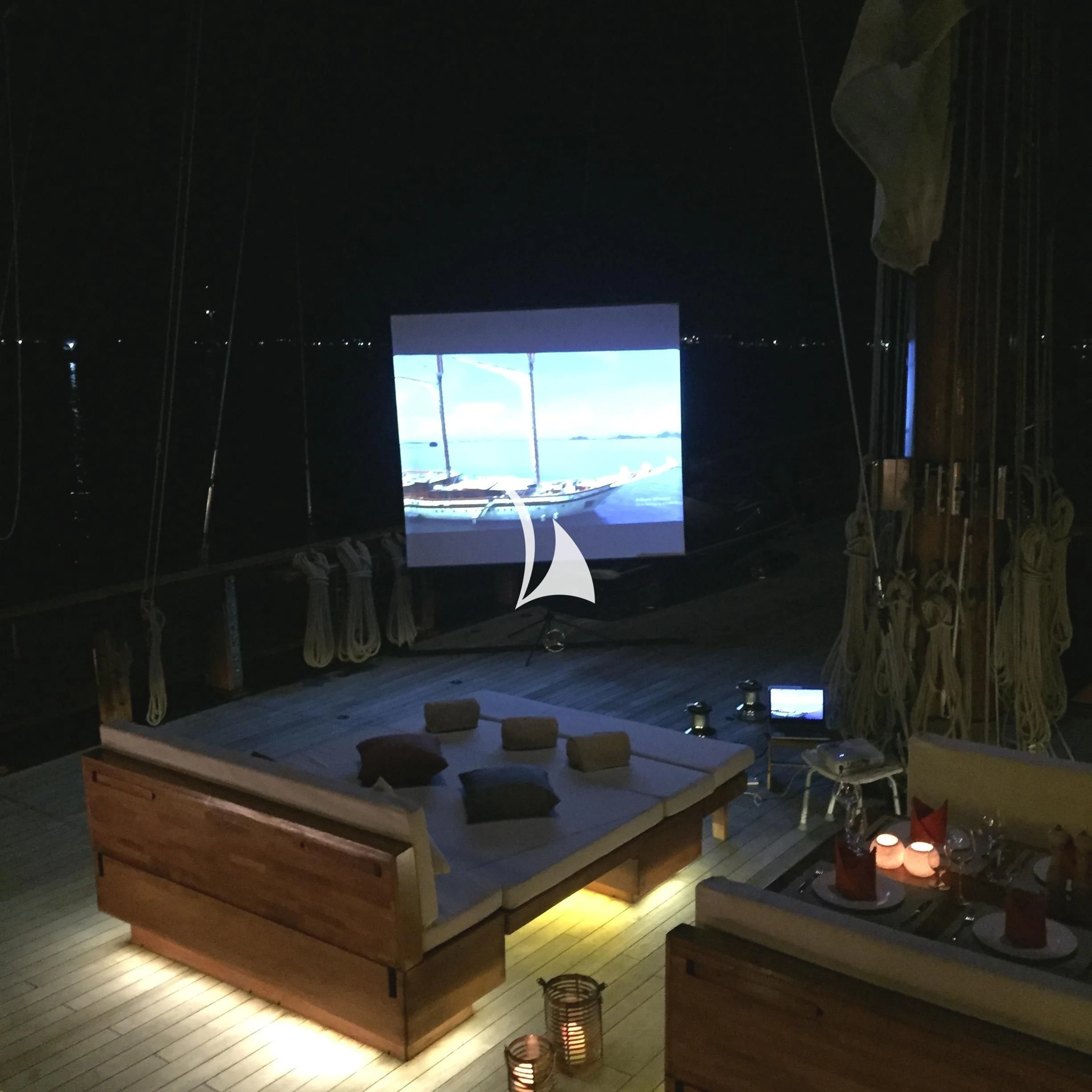 a room with a bed and a window aboard LAMIMA Yacht for Sale