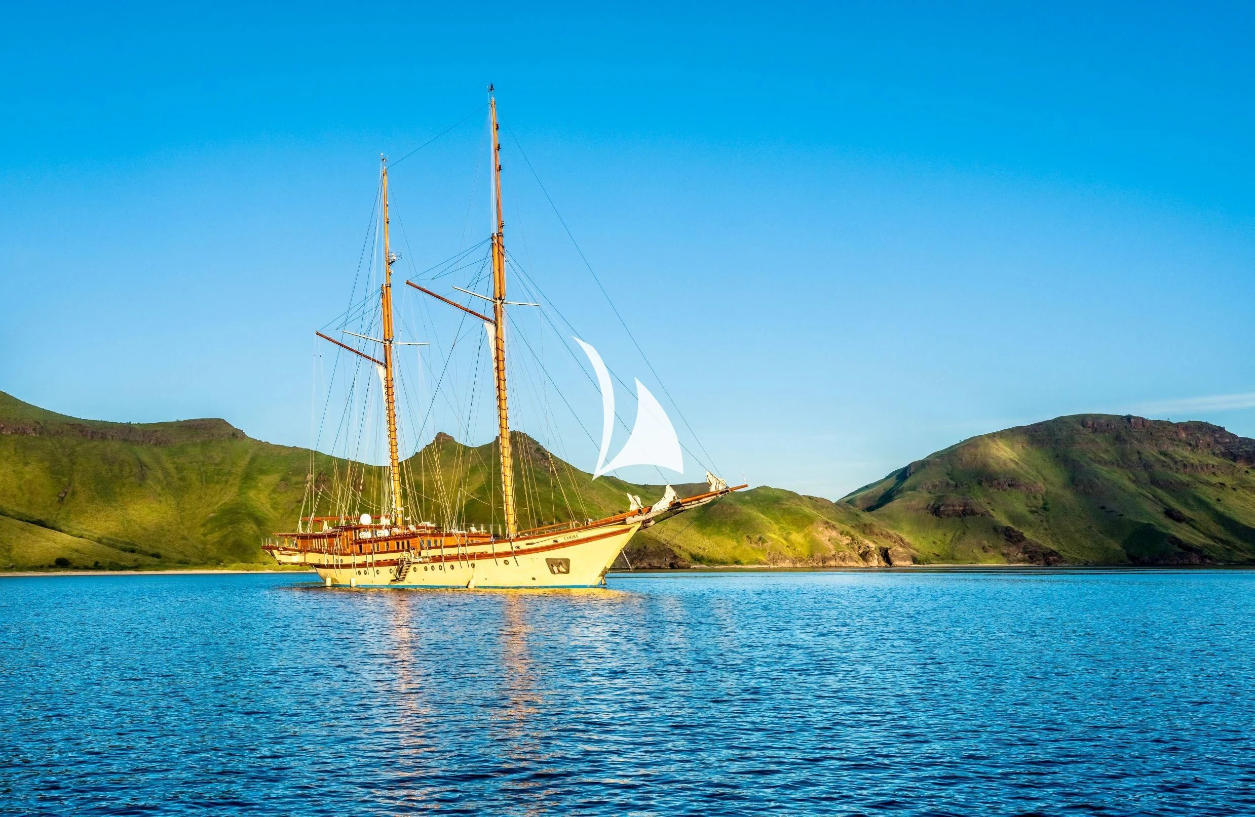 a sailboat on the water aboard LAMIMA Yacht for Sale