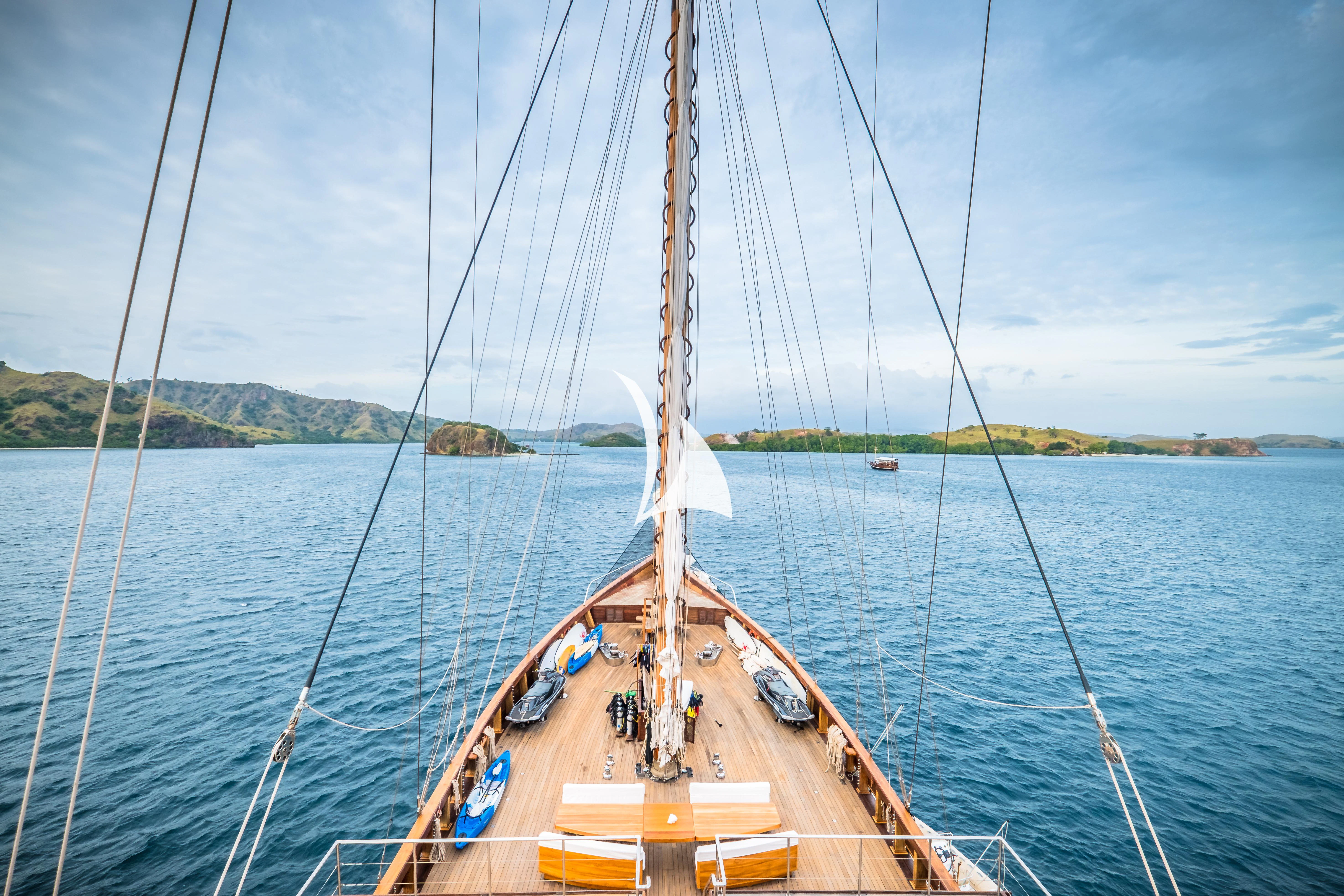 a sailboat on the water aboard LAMIMA Yacht for Sale