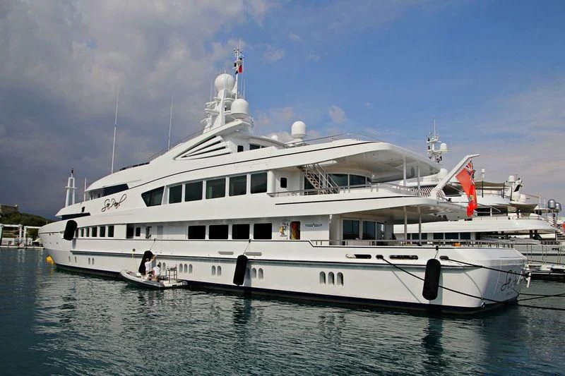 a large white boat in the water aboard ALFA G Yacht for Sale