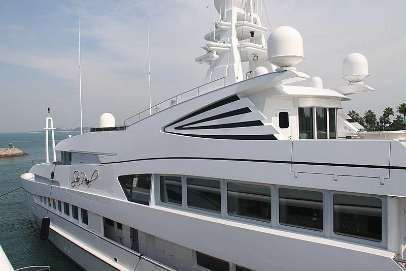 a white yacht on the water aboard ALFA G Yacht for Sale