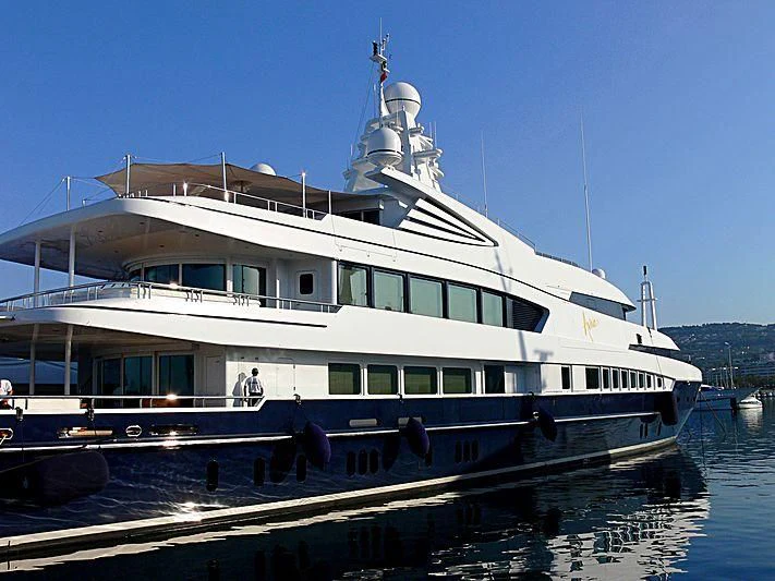 a large white boat aboard ALFA G Yacht for Sale