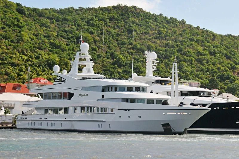 a large white boat on the water aboard ALFA G Yacht for Sale