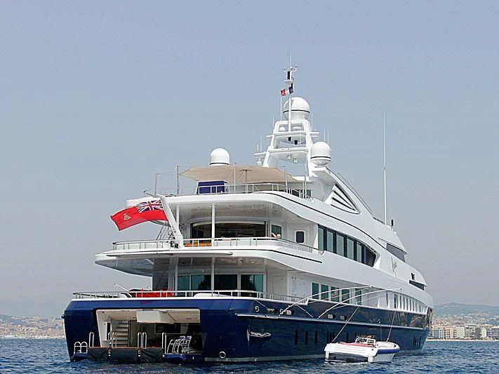 a large white boat in the water aboard ALFA G Yacht for Sale