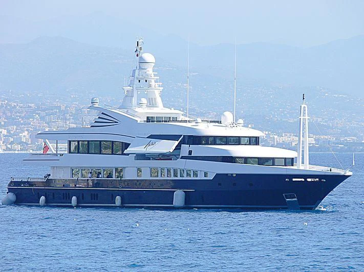 a large boat on the water aboard ALFA G Yacht for Sale