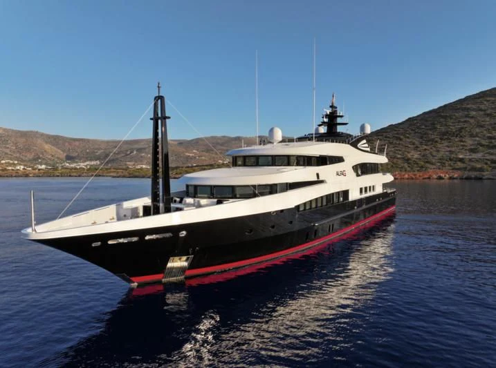a large boat in the water aboard ALFA G Yacht for Sale