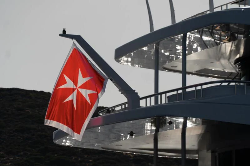 a flag on a flag pole aboard ALFA G Yacht for Sale