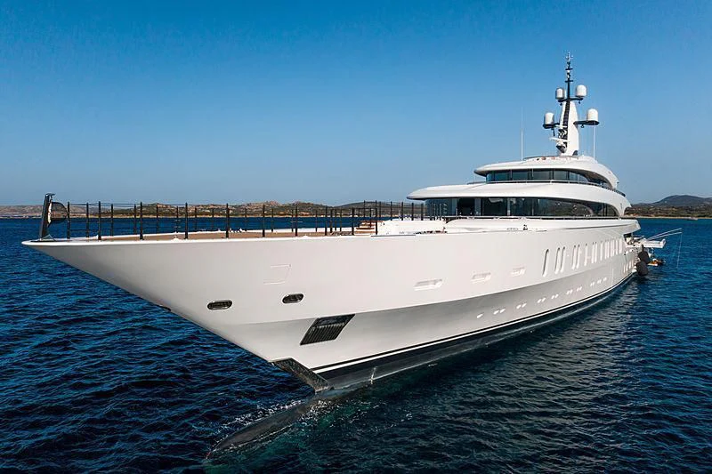 a large white boat in the water aboard IJE Yacht for Sale