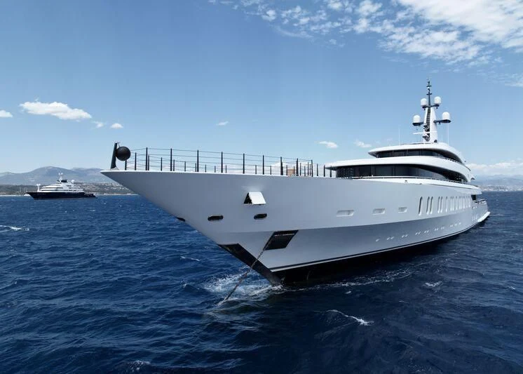 a white yacht in the water aboard IJE Yacht for Sale