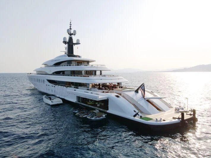 a large white boat in the water aboard IJE Yacht for Sale