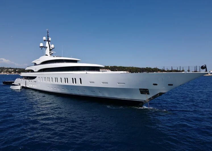 a white yacht in the water aboard IJE Yacht for Sale