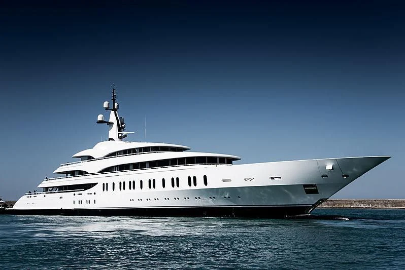a white yacht in the water aboard IJE Yacht for Sale