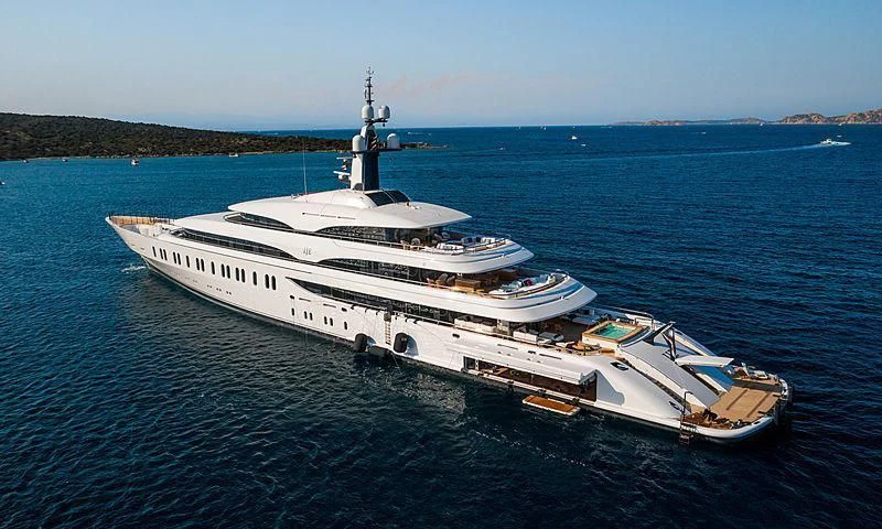 a large white ship in the water aboard IJE Yacht for Sale