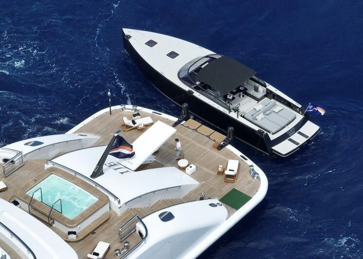 a space ship in the water aboard IJE Yacht for Sale