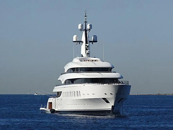 a large white ship in the water aboard IJE Yacht for Sale