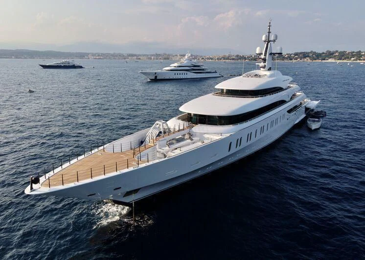 a large white ship in the water aboard IJE Yacht for Sale