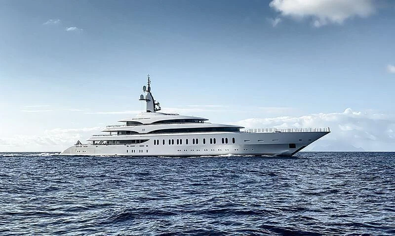 a large white ship in the water aboard IJE Yacht for Sale