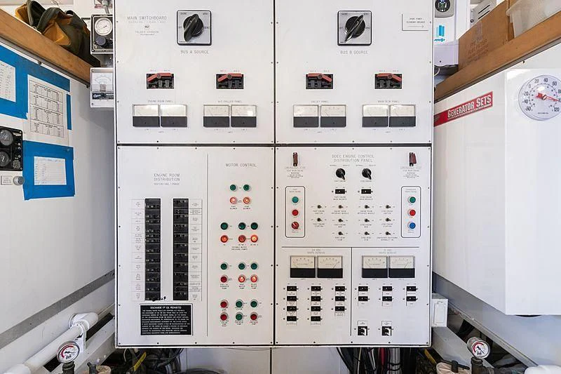 several white electrical boxes aboard NIRVANA Yacht for Sale