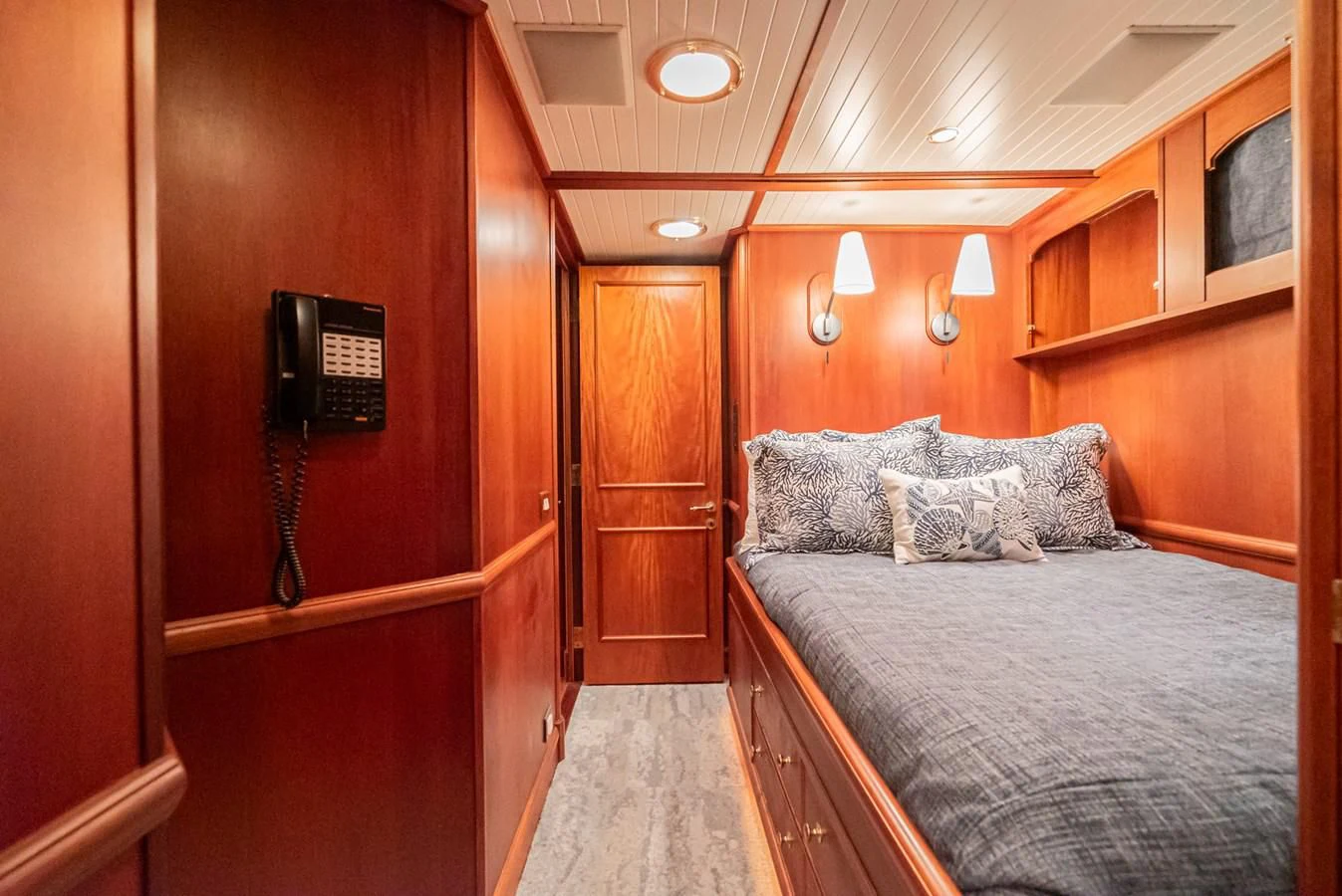 a bed in a cabin aboard NIRVANA Yacht for Sale