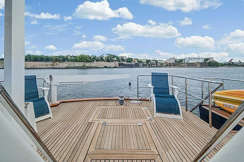 a deck overlooking a body of water aboard NIRVANA Yacht for Sale