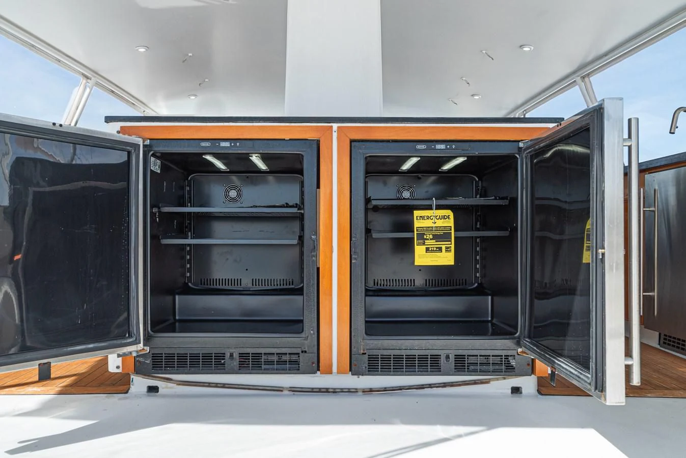 a large black and orange machine aboard NIRVANA Yacht for Sale
