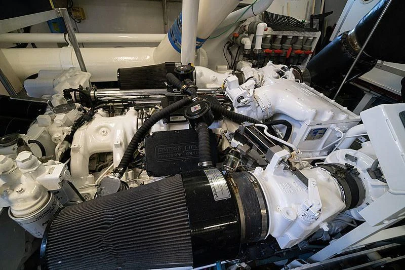 a close-up of a car engine aboard NIRVANA Yacht for Sale